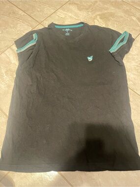 Ark & Co Black Short Sleeve Tee with Teal Trim